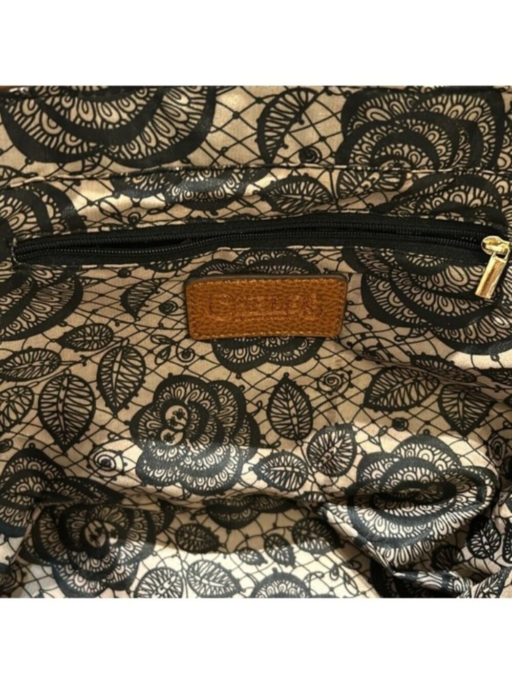 Carlos Santana Tan Faux Leather Shoulder Bag Tortoise Shell Ring Purse Crossbody - Picture 9 of 13